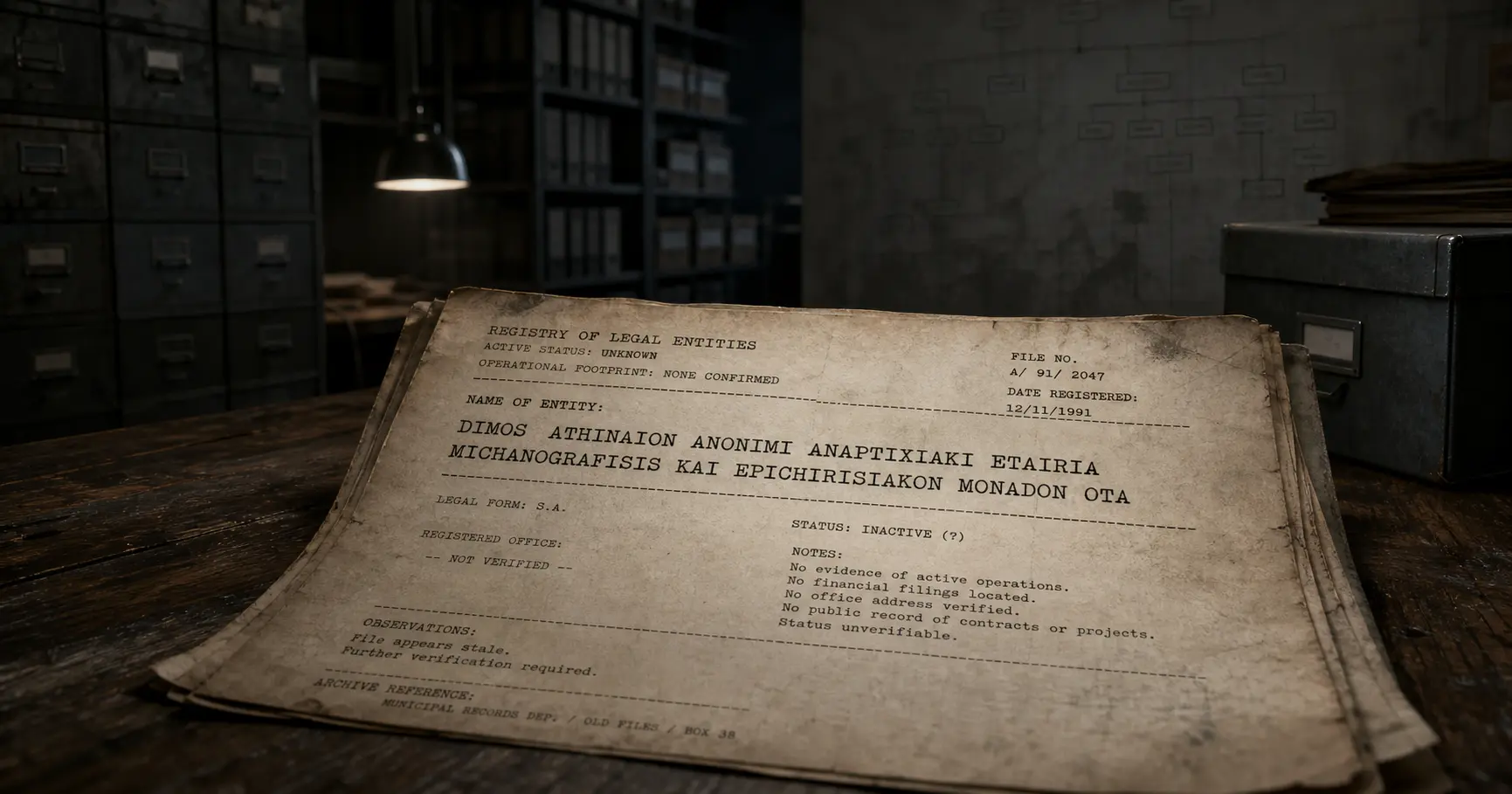 DIMOS ATHINAION ANONIMI ANAPTIXIAKI ETAIRIA MICHANOGRAFISIS KAI EPICHIRISIAKON MONADON OTA