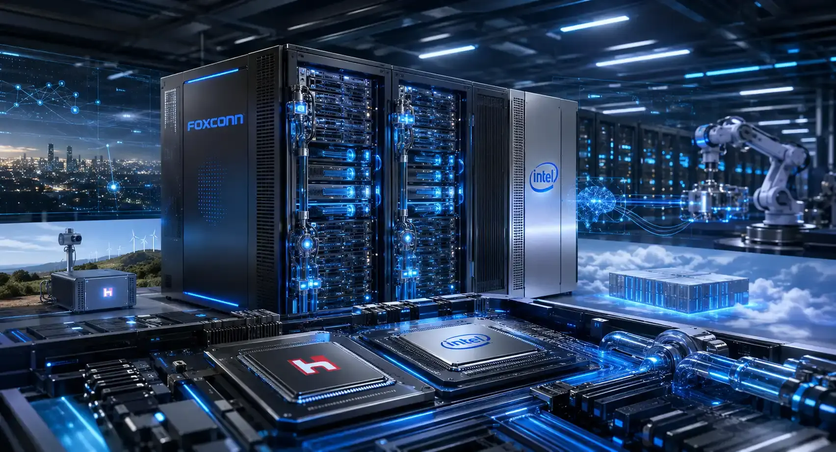 Foxconn و Intel تستهدفان البنية التحتية للذكاء الاصطناعي على مستوى الرفوف