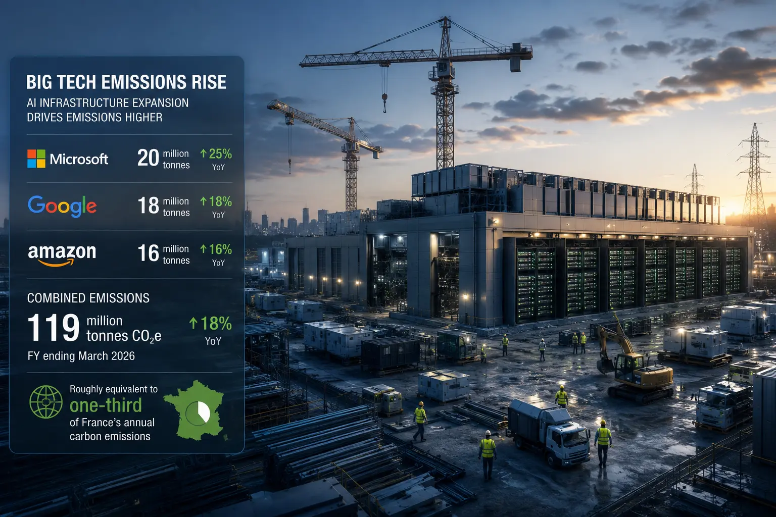 Les géants de la tech annoncent une hausse des émissions avec l’expansion de l’infrastructure d’intelligence artificielle