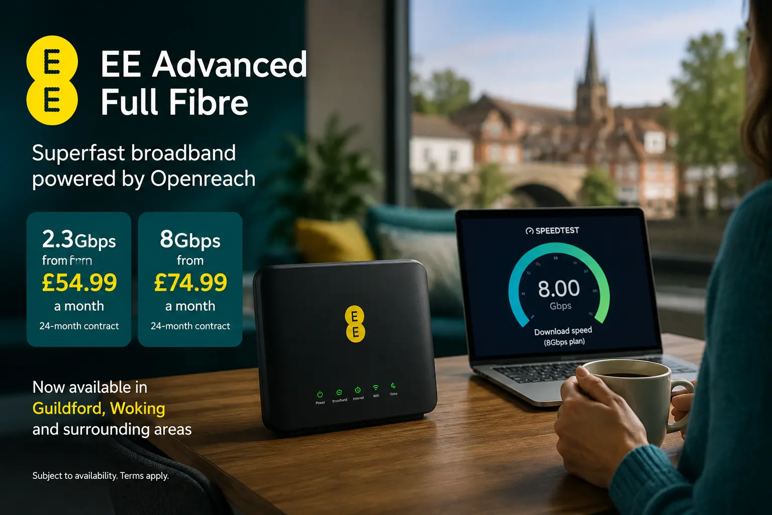 EE、ギルフォードとウォキングで 8Gbps 光回線を開始
