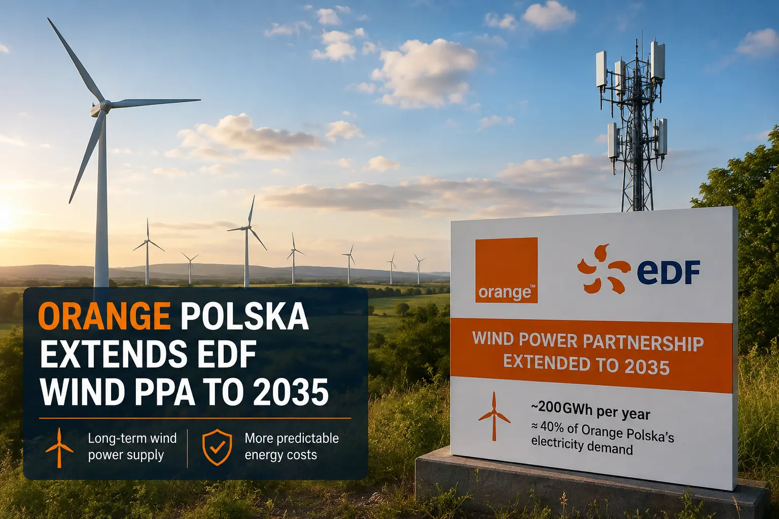 Orange Polska продлевает ветроэнергетическое соглашение с EDF до 2035 года
