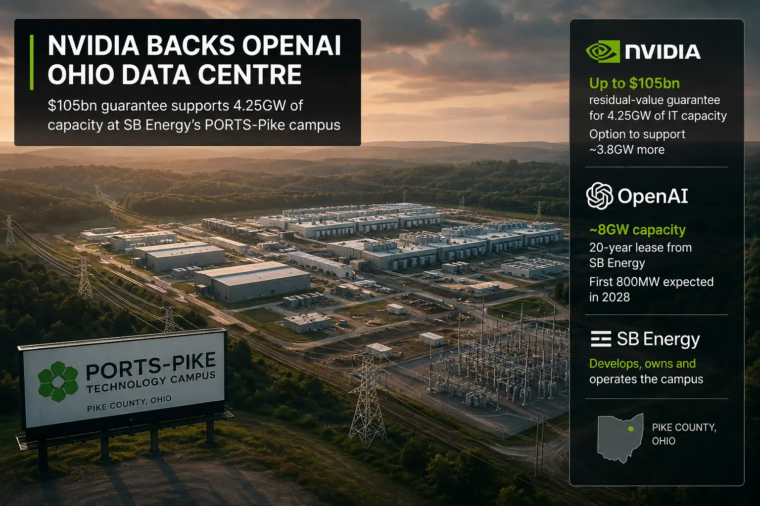 NVIDIA respalda el centro de datos de OpenAI en Ohio con una garantía de 105.000 millones de dólares