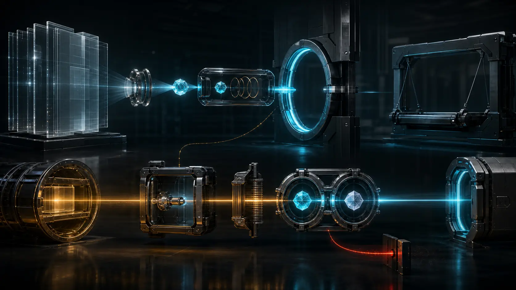 A large translucent artifact becomes a cyan digest inside a protected capsule; the capsule clears one verification ring while an empty cradle and a separate retrieval, recomputation and decision path remain beyond it.