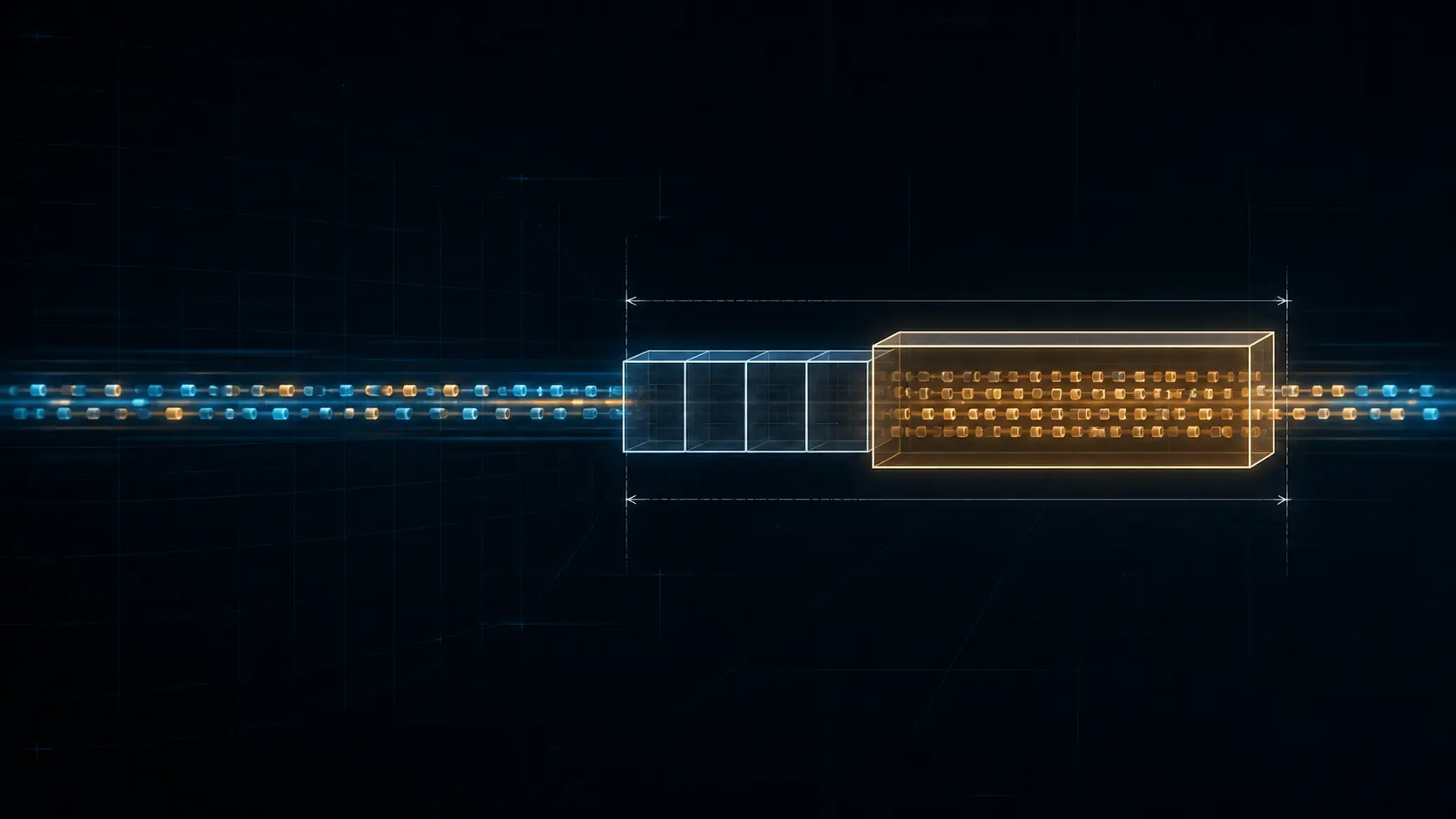 An abstract editorial illustration of a continuous TCP byte stream entering a four-field TPKT header and becoming one bounded transport record.