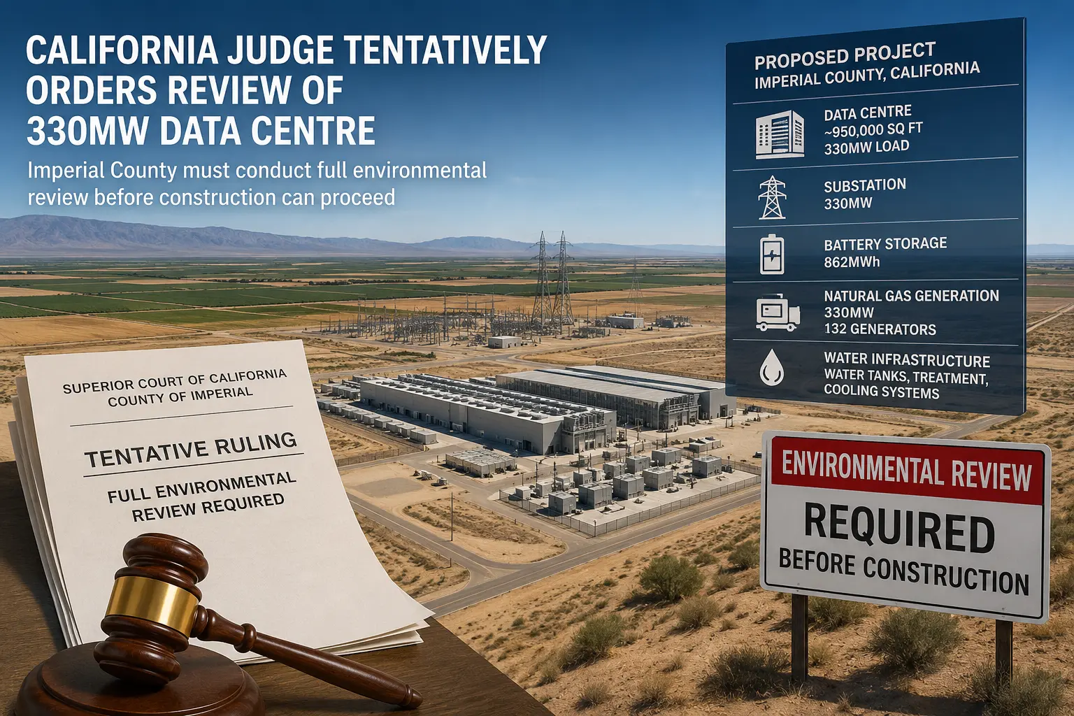 Un juez de California ordena provisionalmente revisar un centro de datos de 330 MW