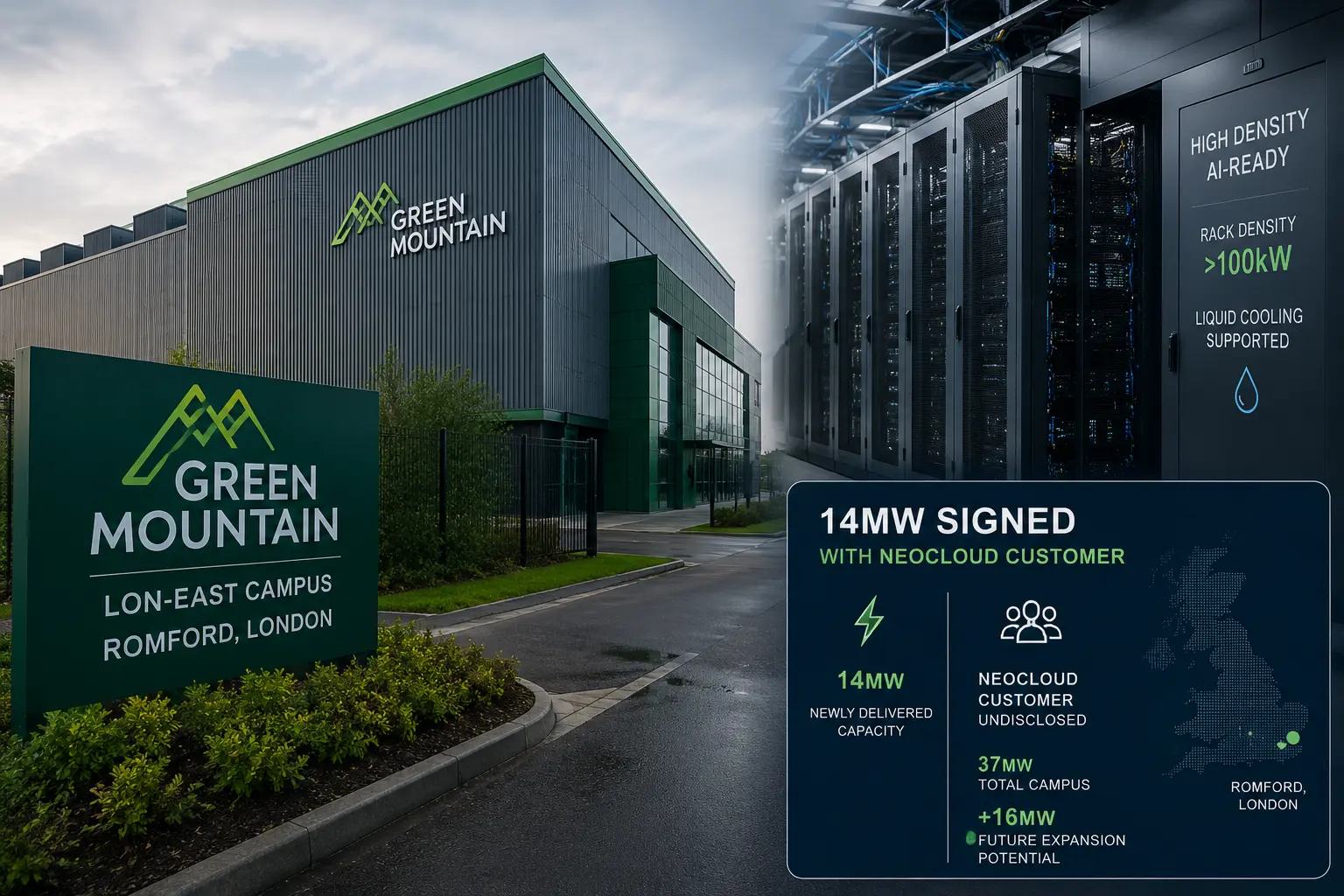 Green Mountain تتعاقد مع مشغّل نيوكلاود على ١٤ ميغاواط في لندن