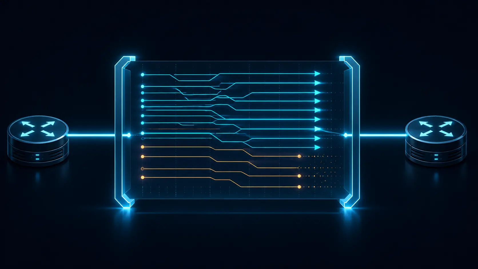 Two routers keep a cyan BGP session active around a bounded refresh window where renewed routes continue and stale amber routes expire at the closing edge.