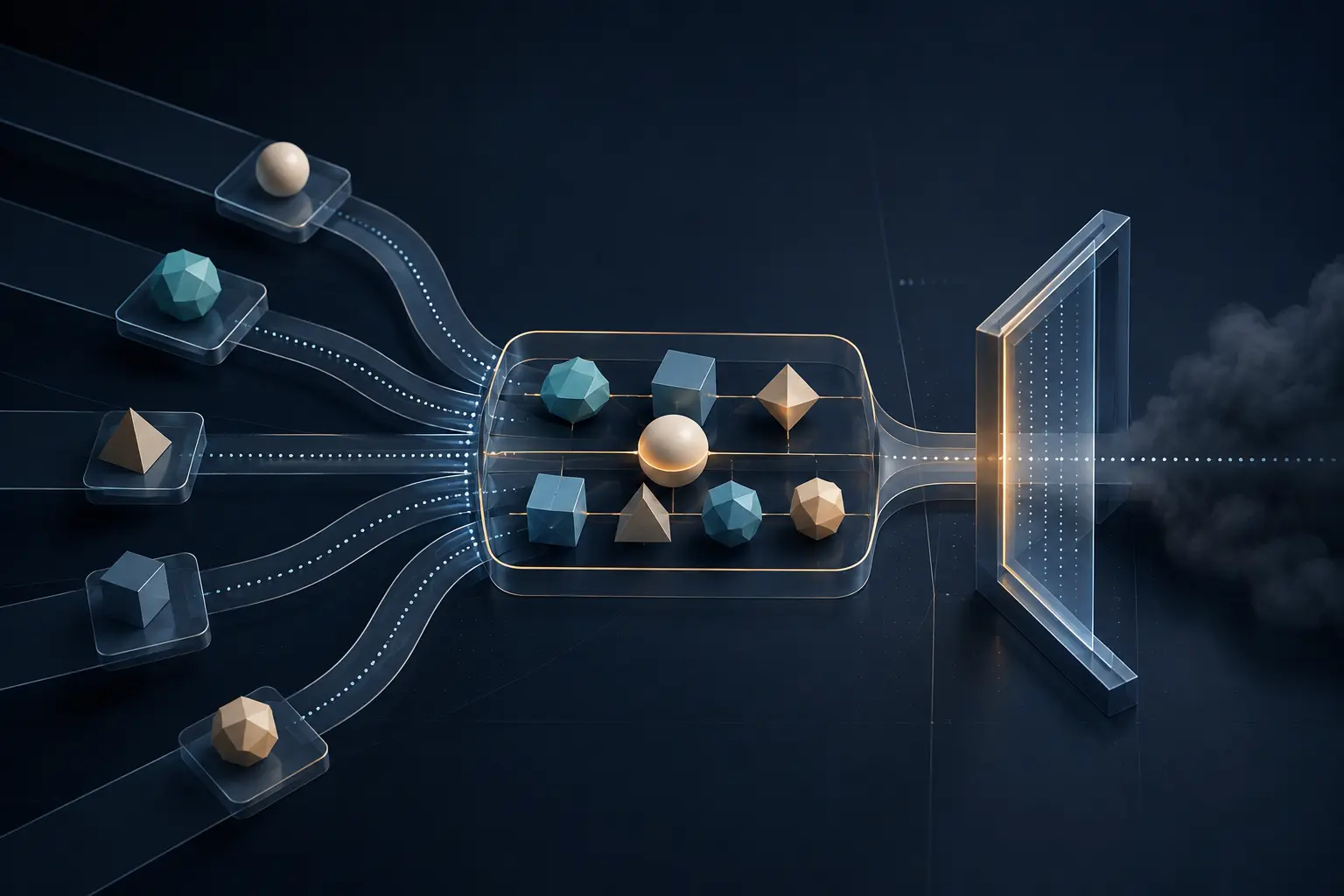 Application paths converge into one linked variant-string set before an unresolved decision gateway.