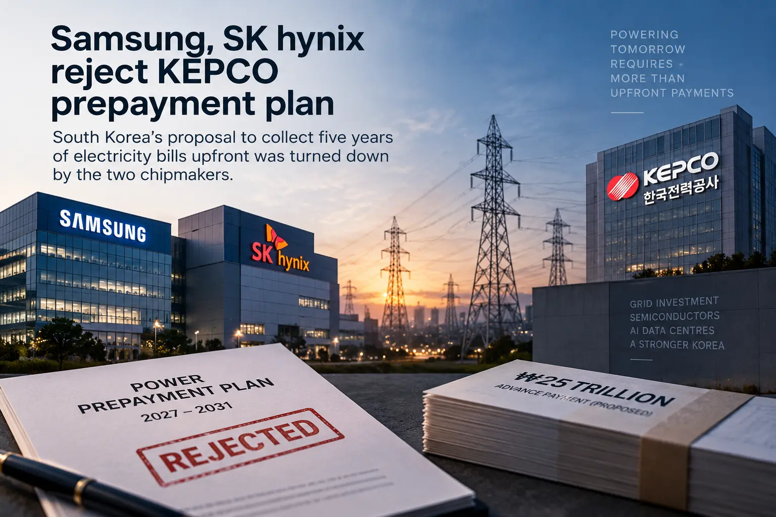 Samsung وSK Hynix ترفضان خطة KEPCO للدفع المسبق للكهرباء