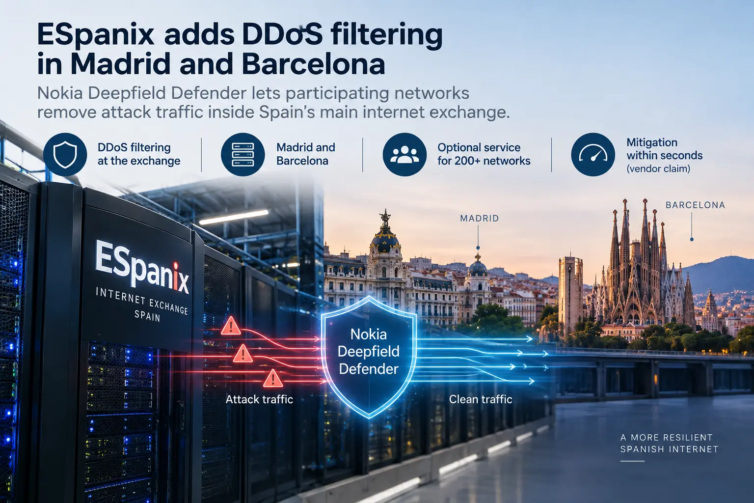 ESpanix、マドリードとバルセロナで DDoS フィルタリングを導入