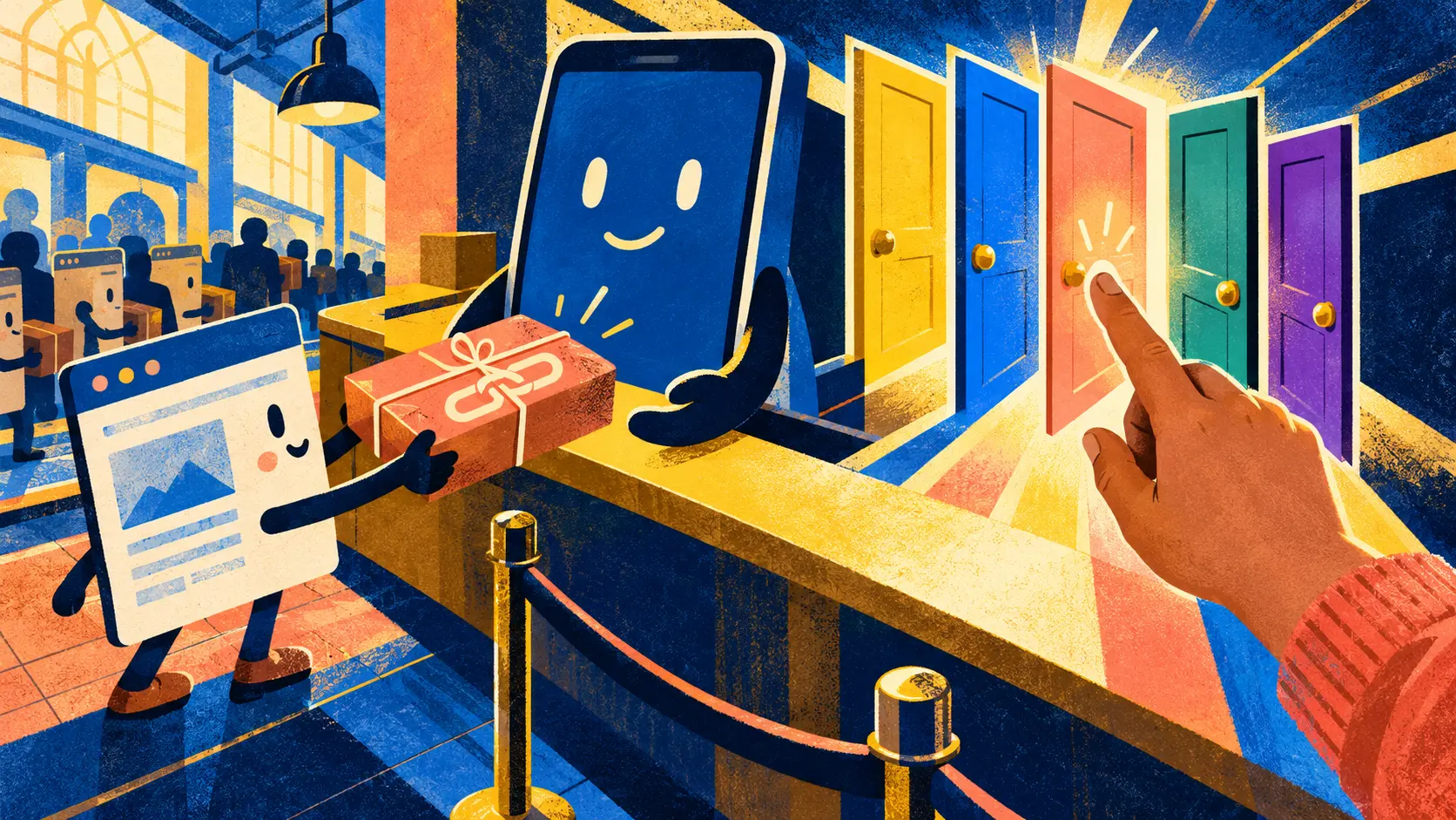 Le site a préparé le lien. Le téléphone vous a laissé choisir la porte.
