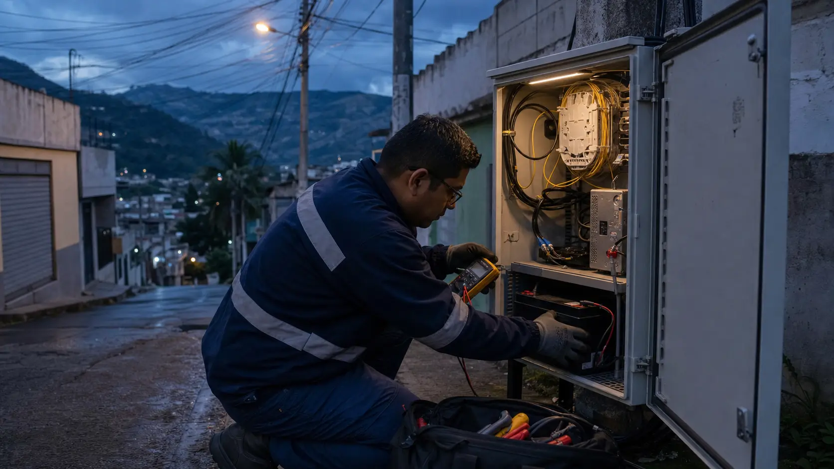 TELECOMNET promete disponibilidad mensual del 99% en seis pueblos de El Oro, pero deja sin revelar la autonomía de la batería del POP callejero