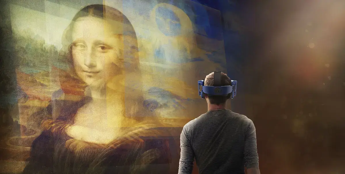Una visualización de Mona Lisa: Más allá del cristal en el Louvre, que coincide con la exposición Leonardo del museo
