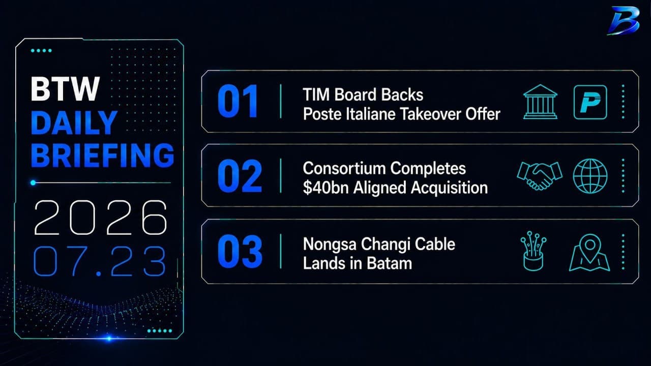 Daily briefing | Telecom control, data centre capital and subsea links shift infrastructure