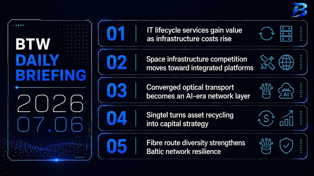 Daily briefing | Infrastructure strategy shifts across IT, space, optical and fibre networks