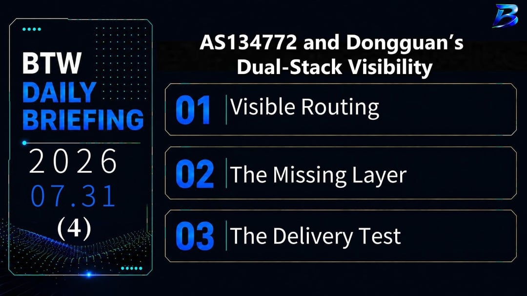 AS134772: Dongguan’s Dual-Stack Routes Are Visible—But Is Service?
