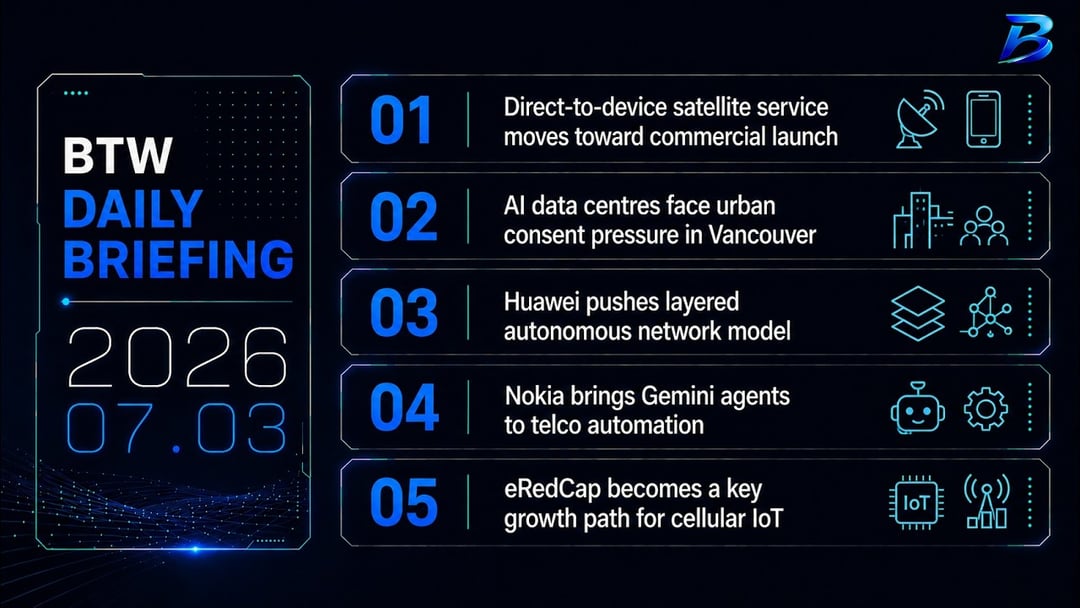 Daily briefing | Satellite mobile, AI agents and IoT reshape telecom networks
