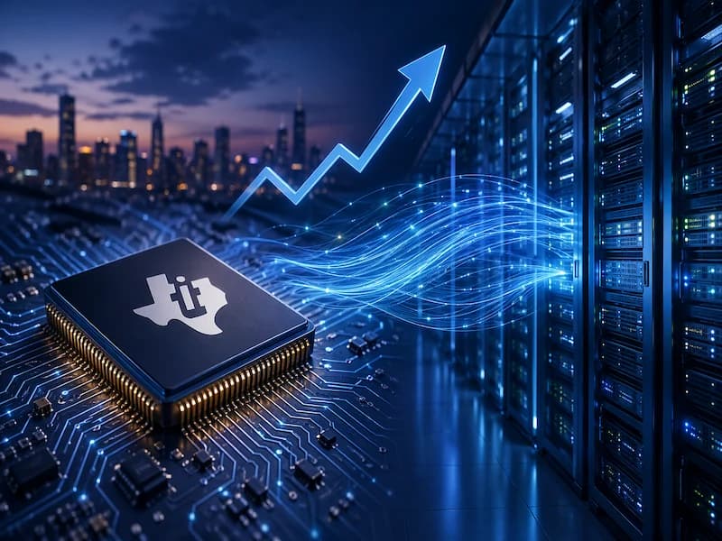 La demanda de IA llega a los chips analógicos mientras Texas Instruments mejora sus previsiones