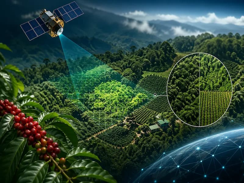 Empresas cafeteras utilizan IA y satélites para mapear la deforestación en la cadena de suministro