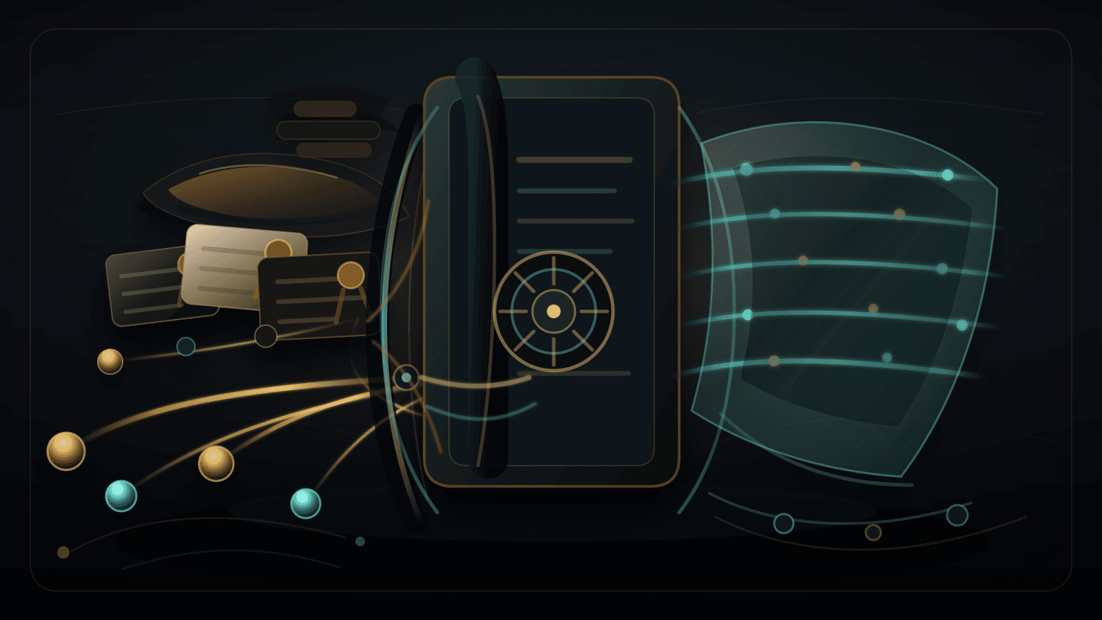 Abstract editorial illustration of AFRINIC legal budget incentives, with a central registry ledger, sealed document stacks and cost flows on one side, and protected continuity rails on the other.