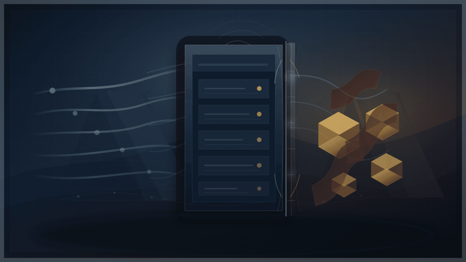Abstract editorial illustration of a central registry ledger divided by a precise institutional boundary, with clean service-continuity rails on one side and scarce IPv4 asset blocks held near a restrained threshold on the other.