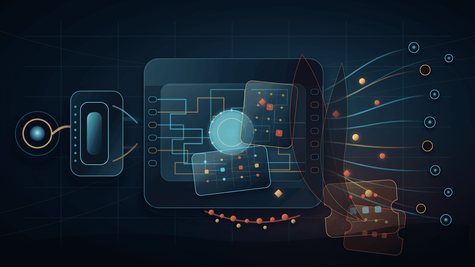 Abstract editorial illustration of a translation gateway with many private-session strands feeding a logging maze, where port-time ledgers, support-ticket forms, compliance shadows, and red-gold toll markers accumulate as hidden operational burden.