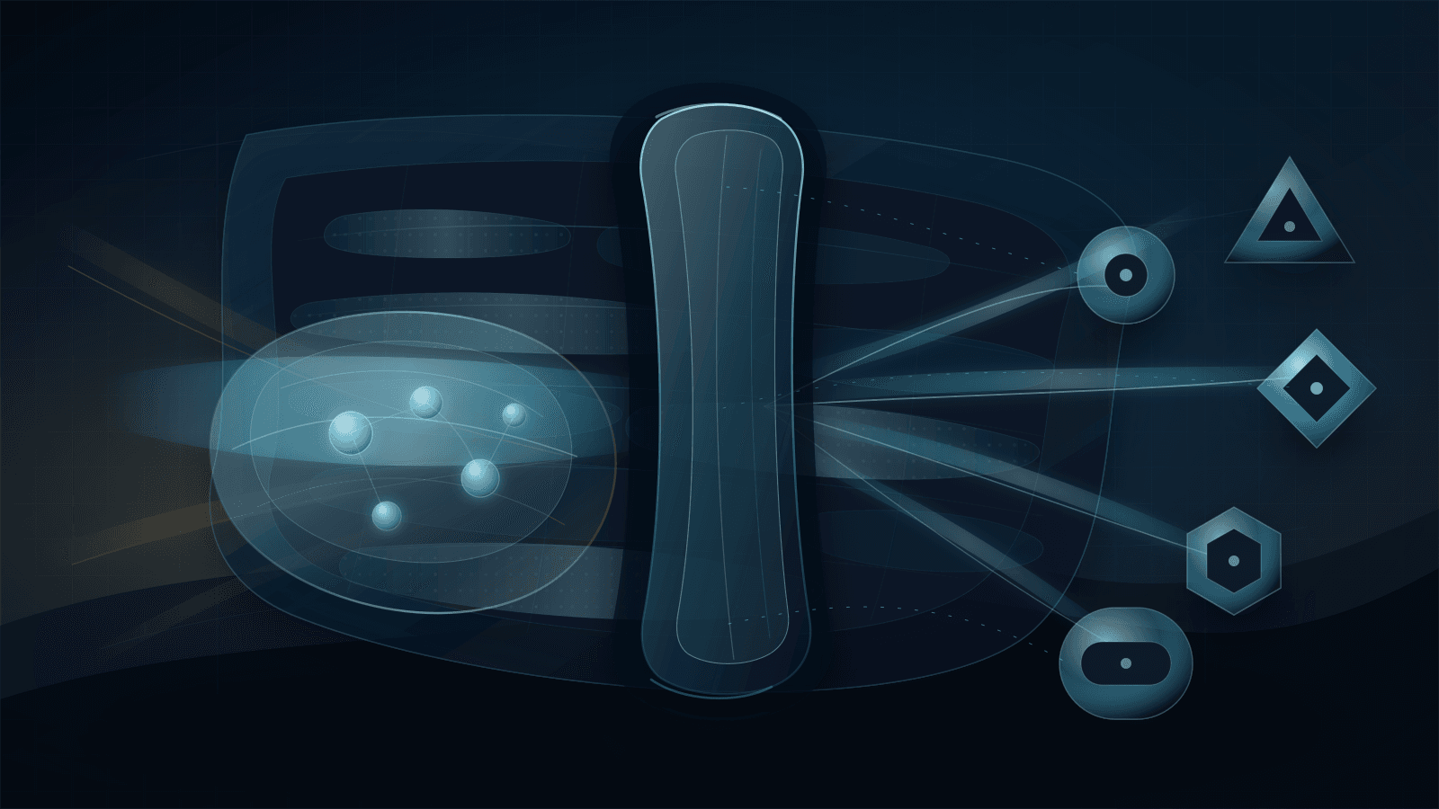 Abstract ARIN RDAP and Whois public-record scene with a cool registry ledger, a glass lookup aperture, blue reliance beams, counterparty nodes and a translucent privacy veil shielding smaller contact nodes.