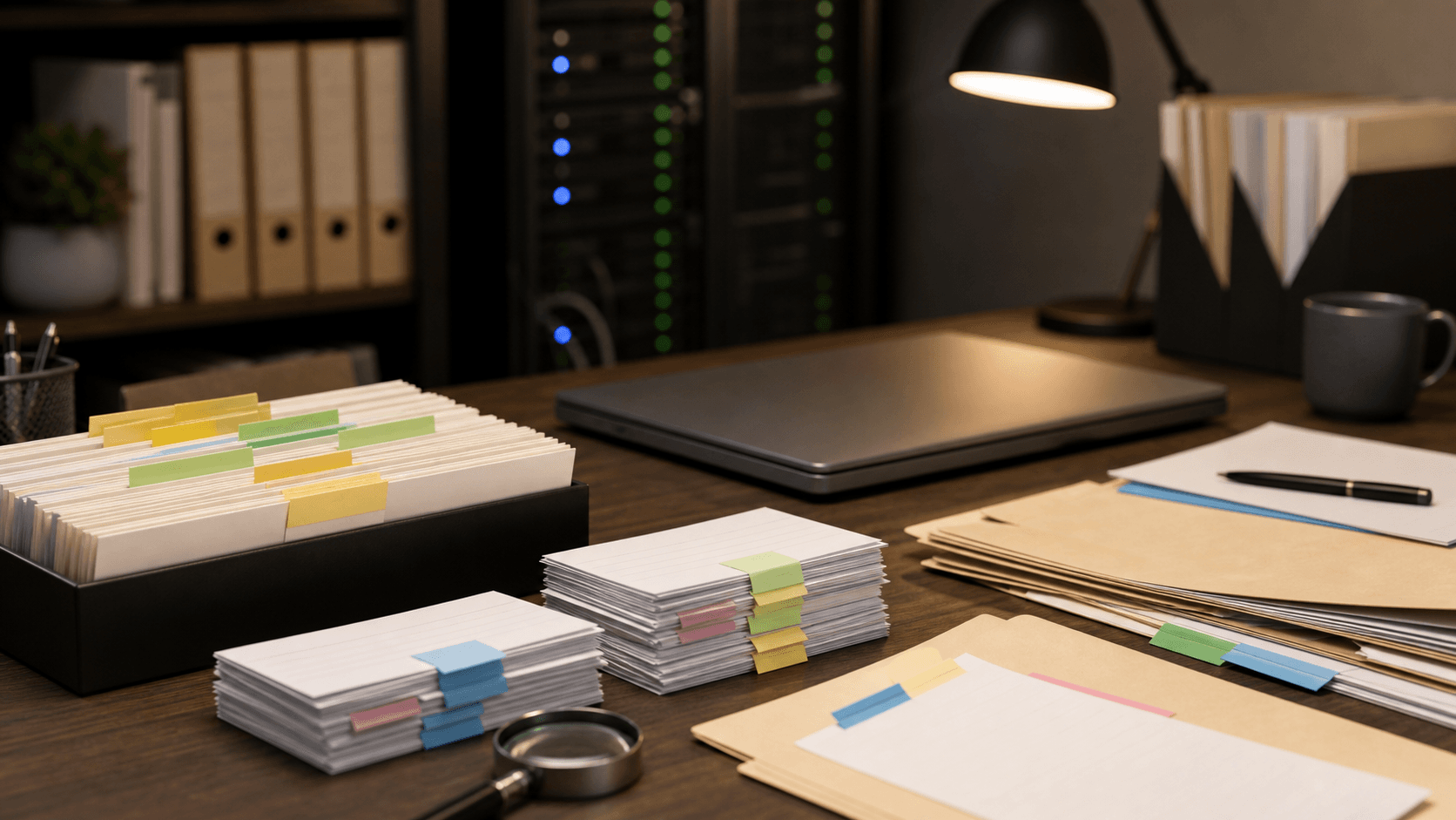 Editorial image of data-quality records, folders, tabs and database-server indicators for ASC Database Marketing.