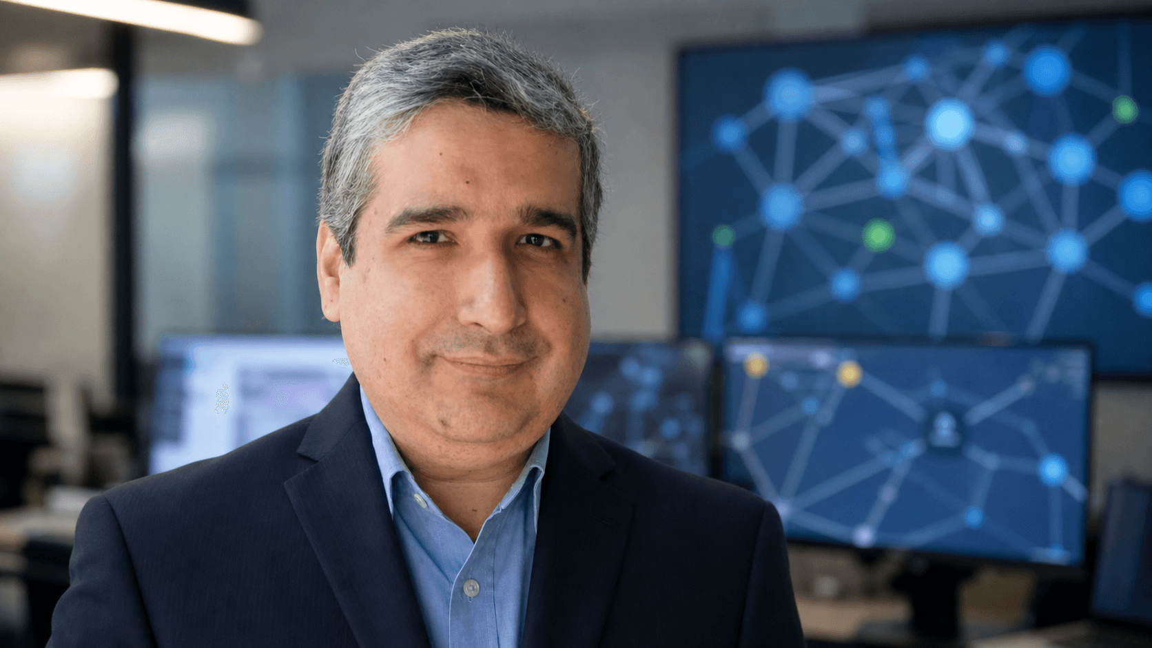 AI editorial portrait of Jorge Cano in a registry engineering operations room