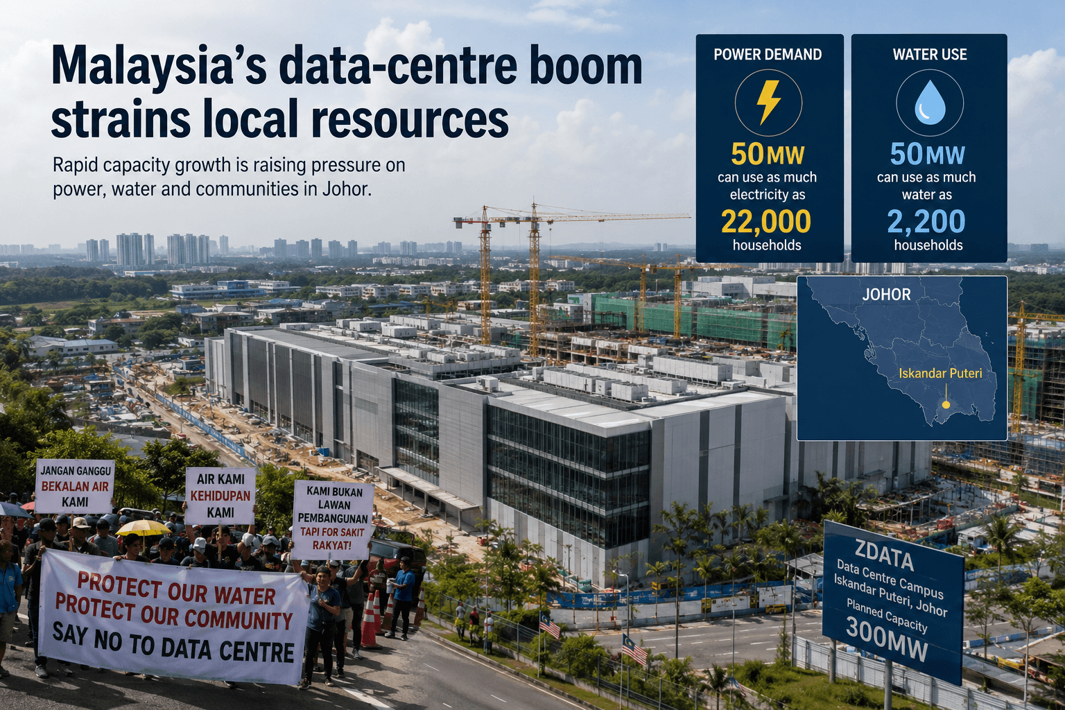 El auge de los centros de datos en Malasia tensa los recursos locales