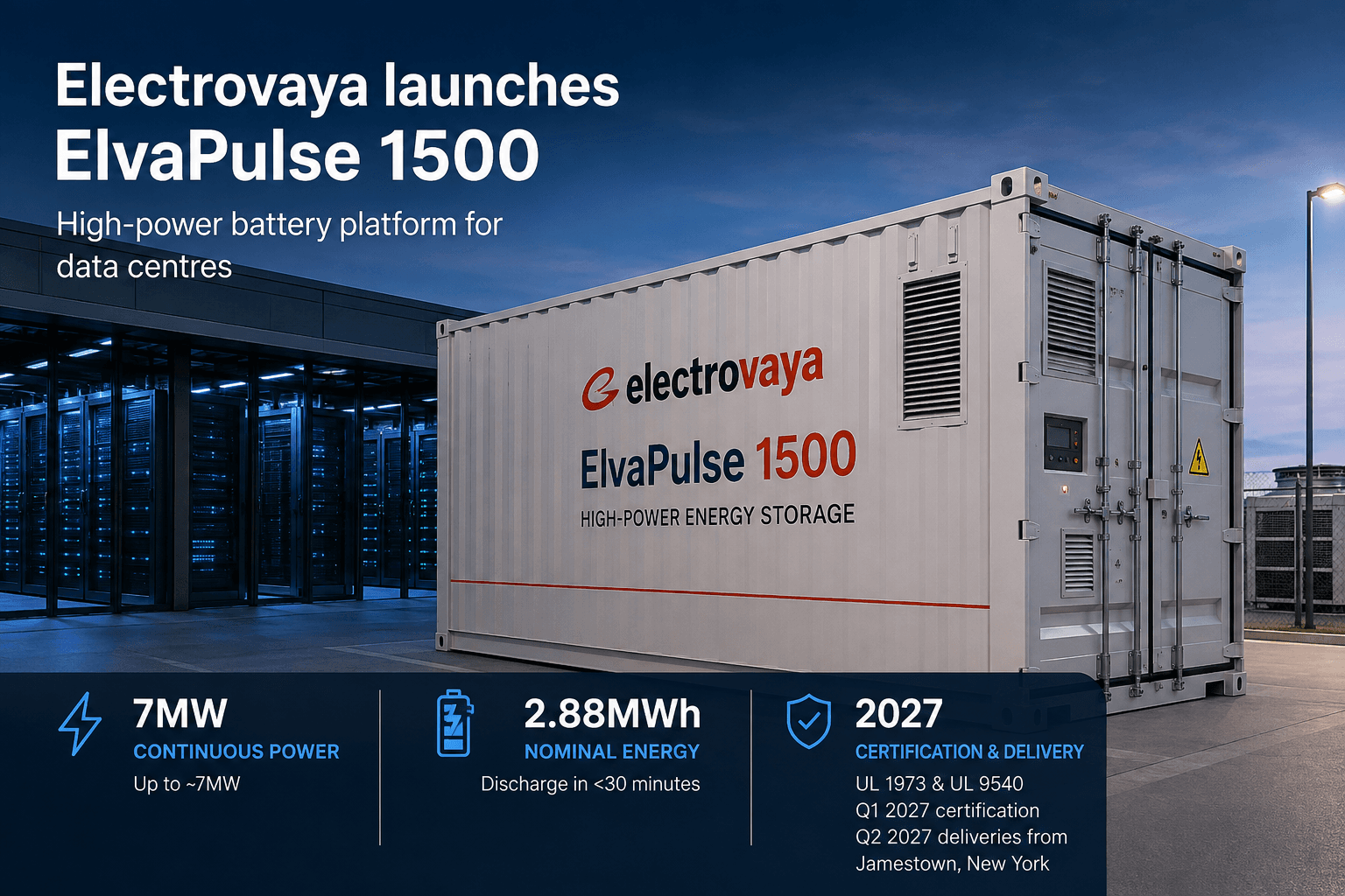 Electrovaya lance la batterie ElvaPulse de 7 MW pour centres de données