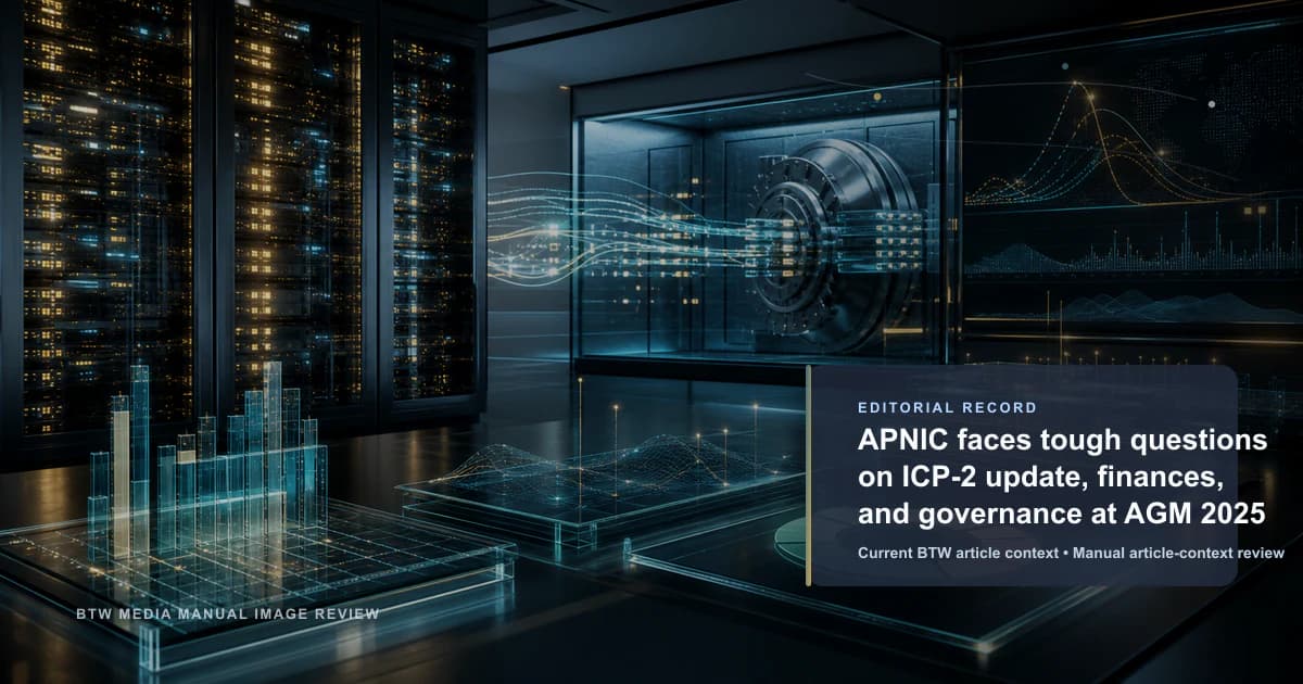 APNIC faces tough questions on ICP-2 update, finances, and governance at AGM 2025 reviewed editorial briefing visual