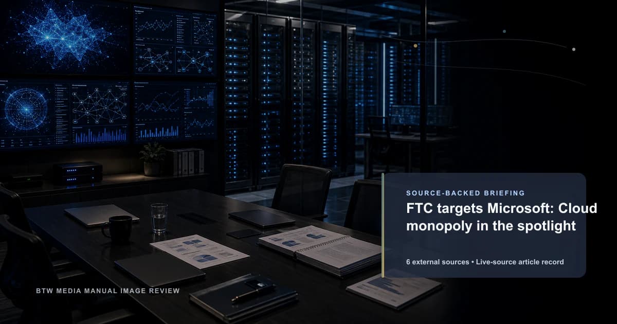 FTC targets Microsoft: Cloud monopoly in the spotlight source-backed briefing visual