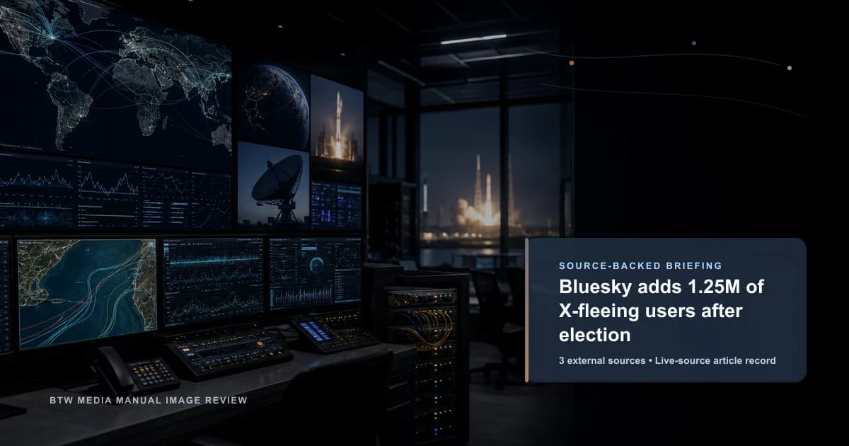 Bluesky adds 1.25M of X-fleeing users after election source-backed briefing visual