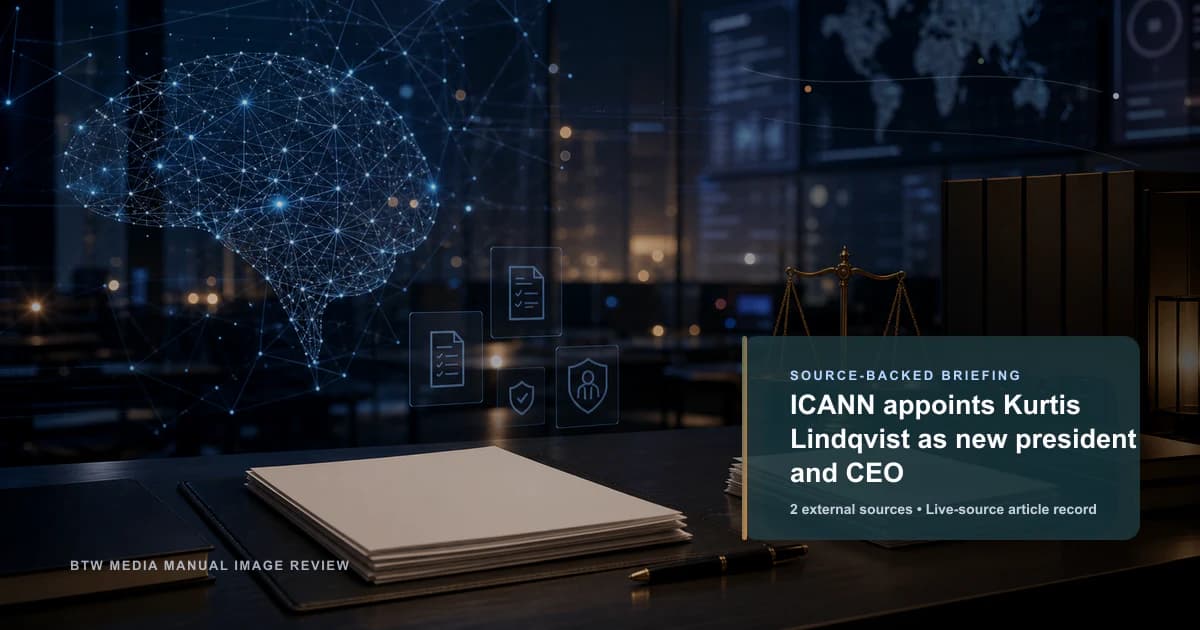 ICANN appoints Kurtis Lindqvist as new president and CEO source-backed briefing visual