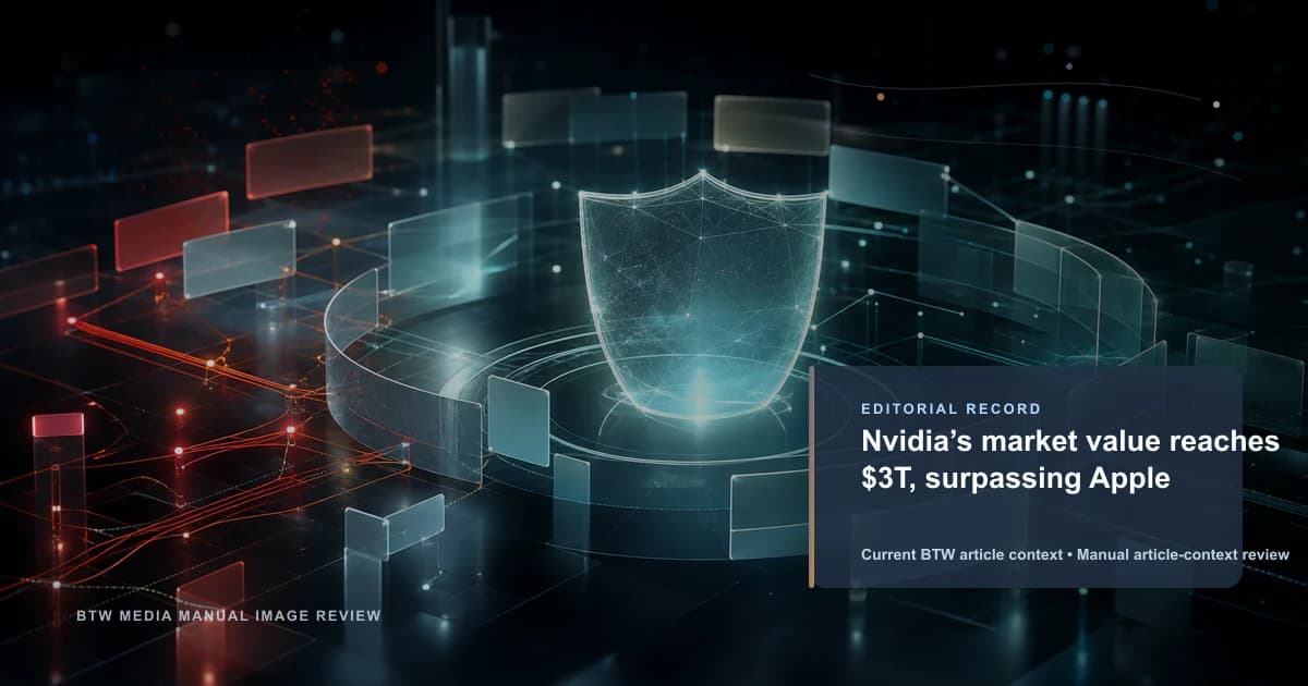 El valor de mercado de Nvidia alcanza los 3 billones de dólares, superando a Apple