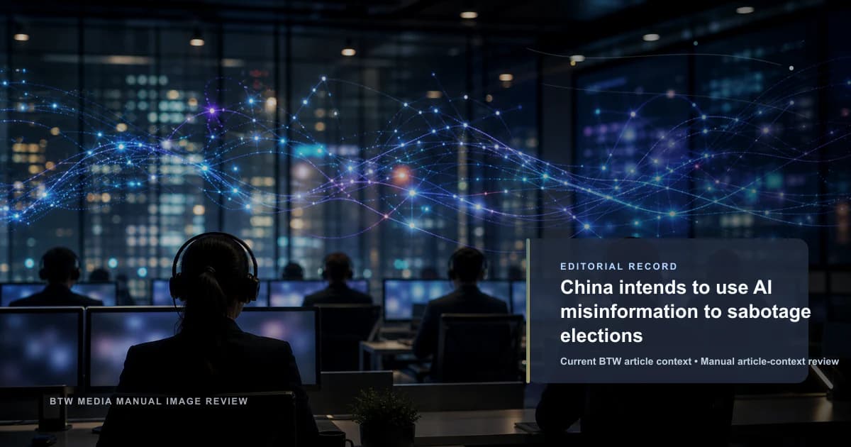 China intends to use AI misinformation to sabotage elections reviewed editorial briefing visual