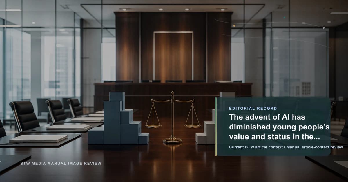 The advent of AI has diminished young people’s value and status in the workplace reports claim reviewed editorial briefing visual