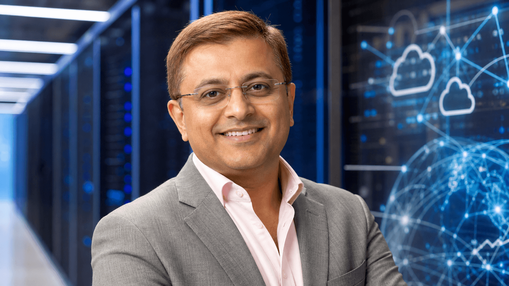 AI-generated editorial portrait of Akhil Khanna based on a public profile photo