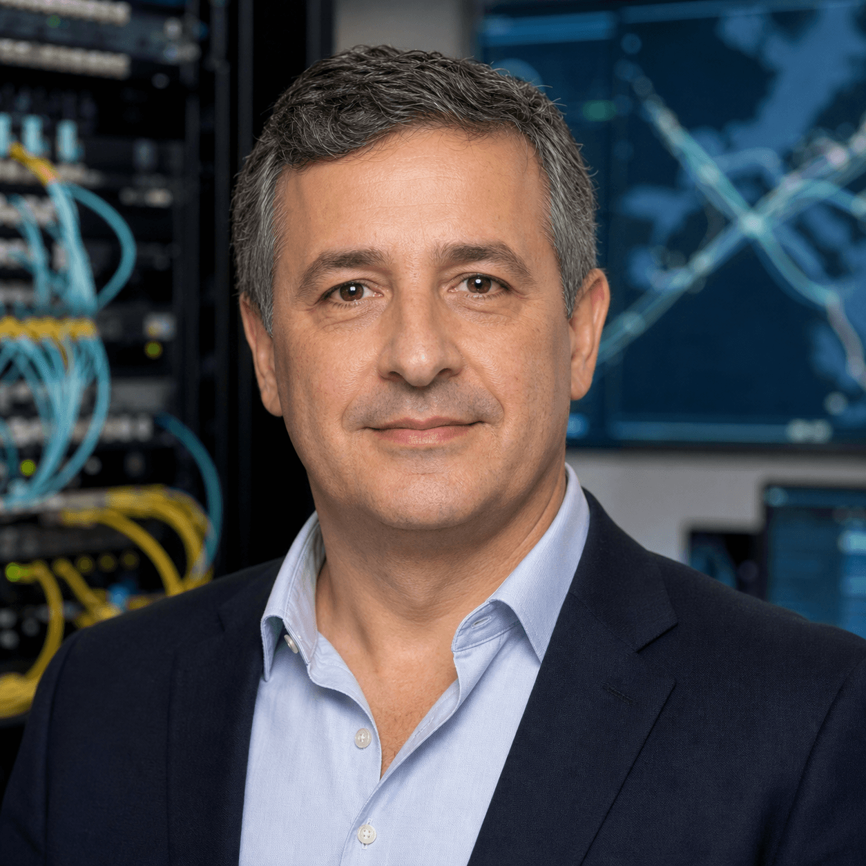 AI-generated editorial portrait of Alberto Calabrò based on a public profile photo