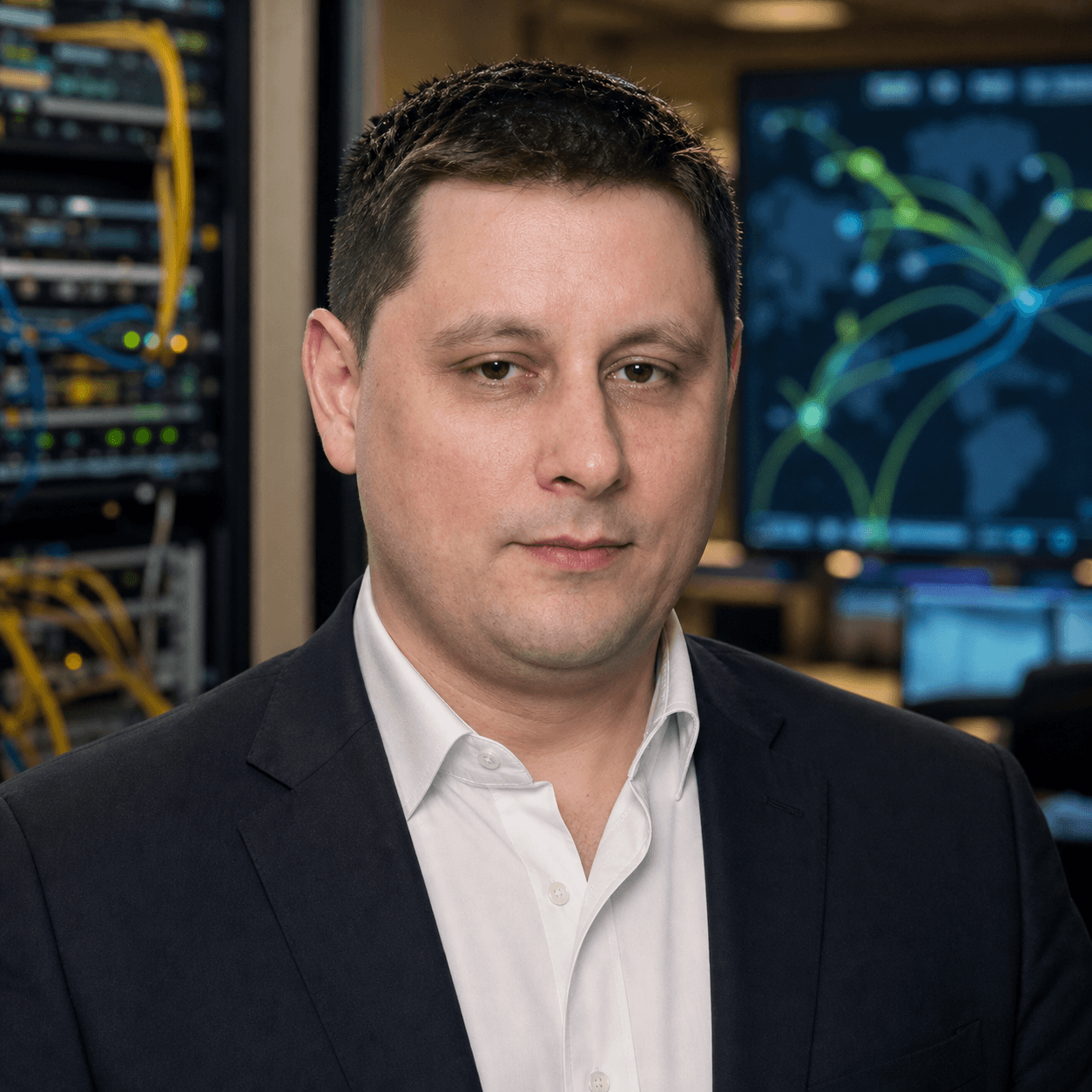 AI-generated editorial portrait of Alcides Cremonezi based on a public profile photo