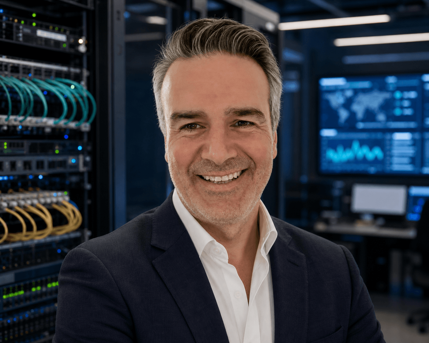 AI-generated editorial portrait of Alec Gramont based on a public profile photo