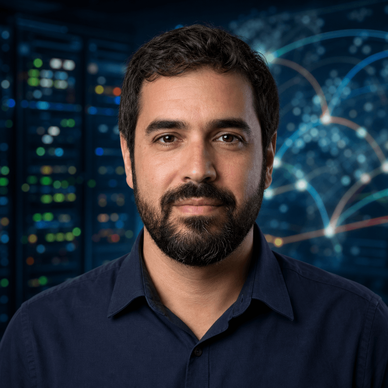 AI-generated editorial portrait of Ricardo Holguin based on a public profile photo