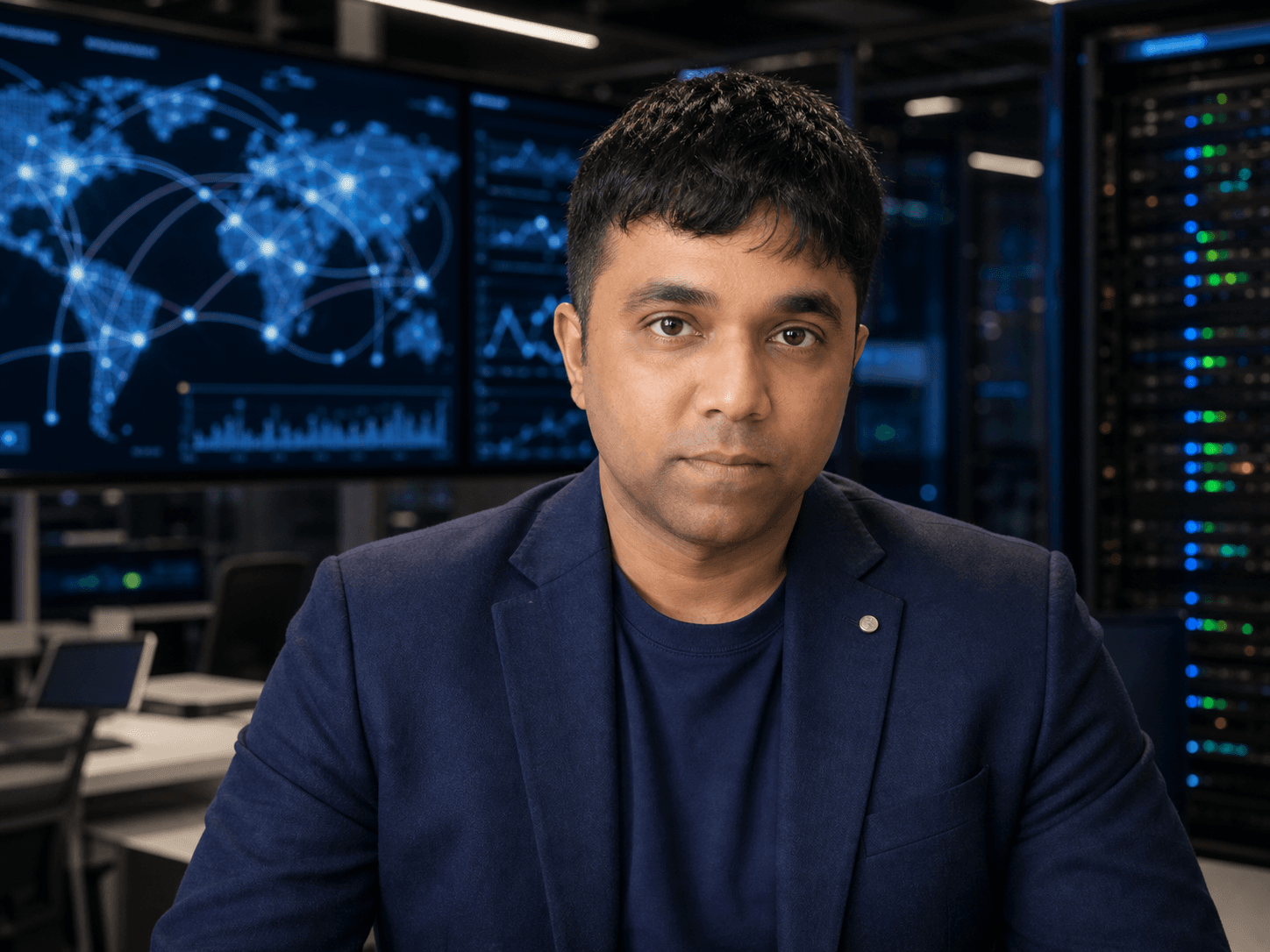 AI-generated editorial portrait of Rahul Gundani based on a public profile photo