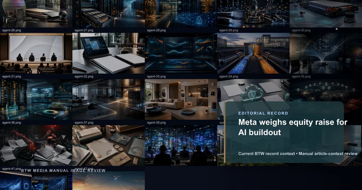 Meta weighs equity raise for AI buildout reviewed editorial briefing visual
