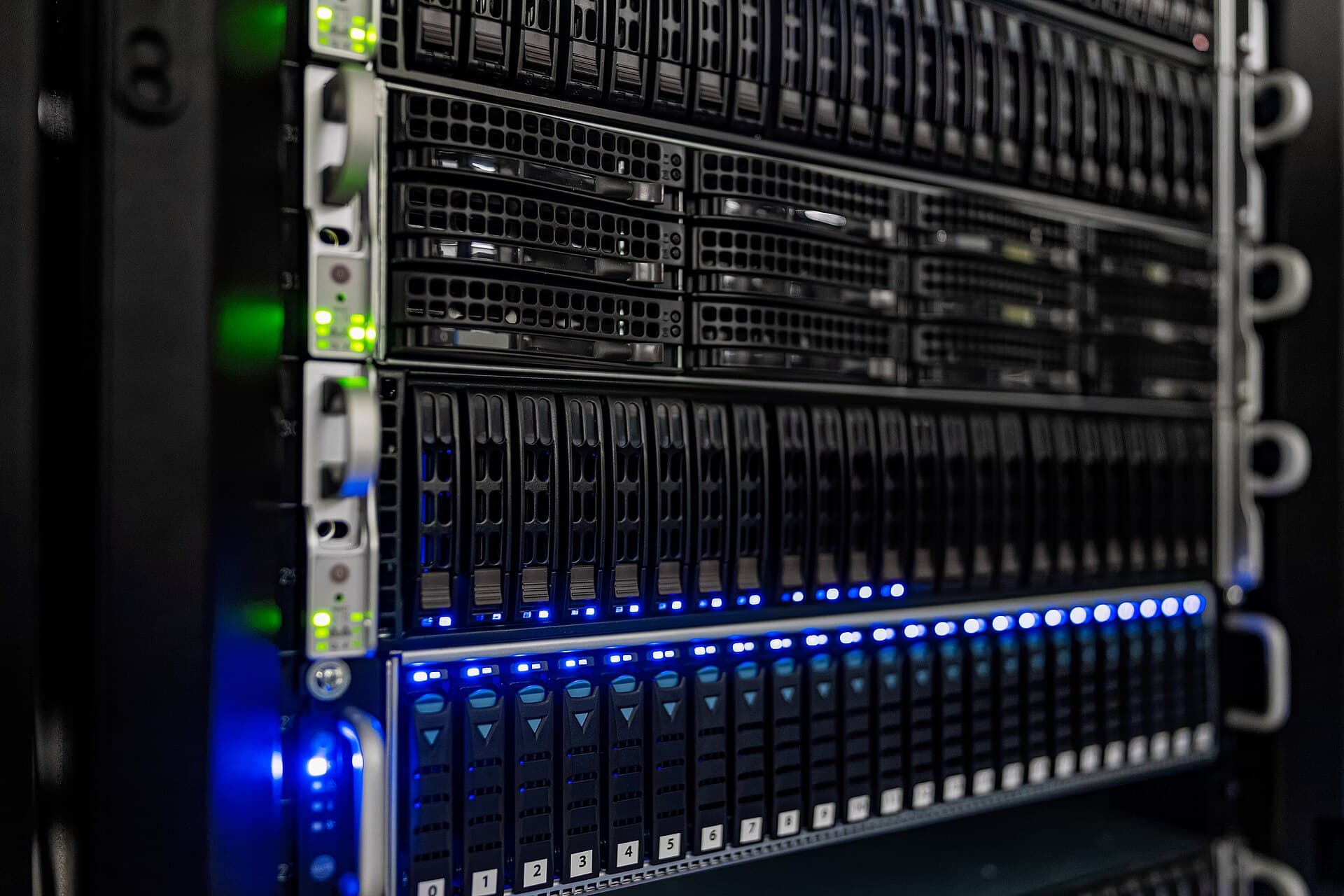 Real server racks row photograph used as generic editorial infrastructure context for Ivanti coverage.