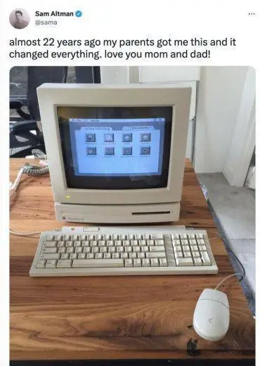 sam altman's post about his first computer