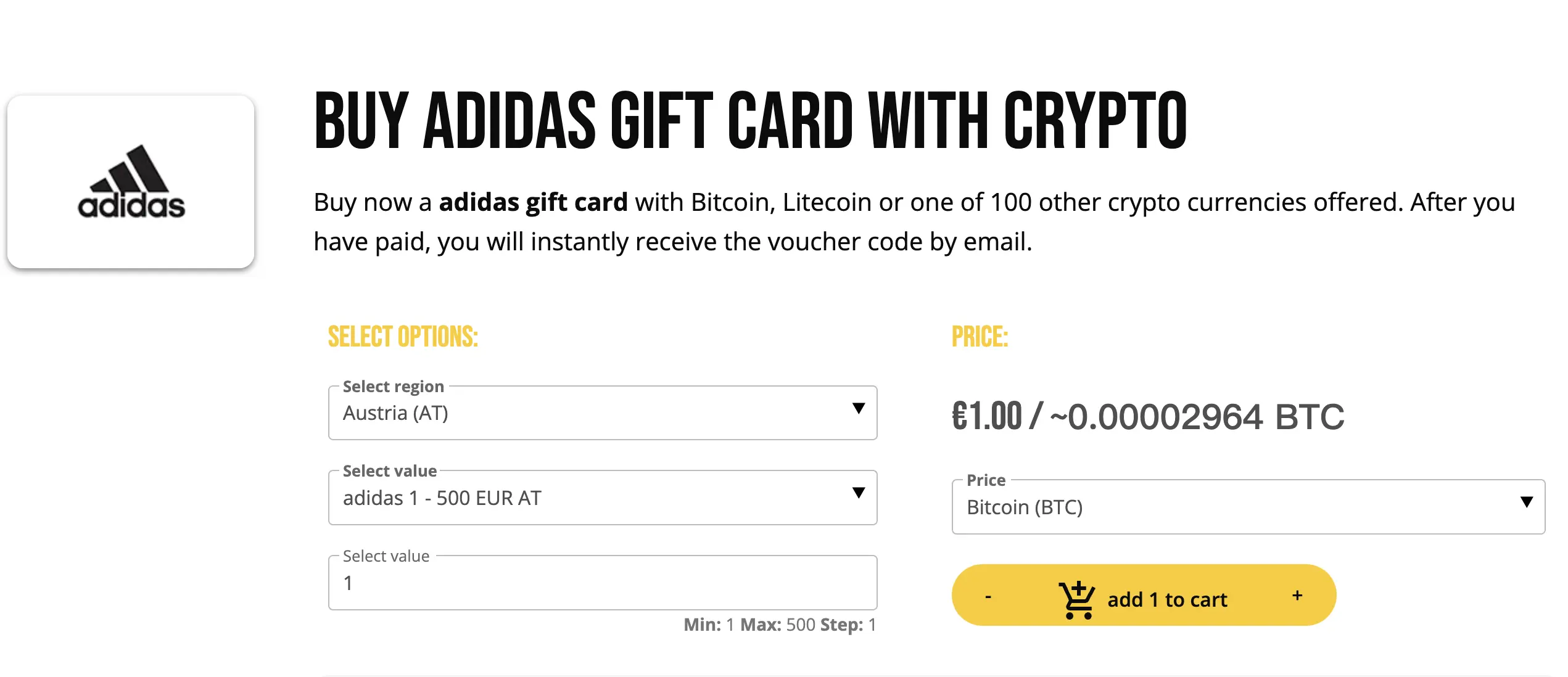 -adidas allow to use bitcoin as payment-