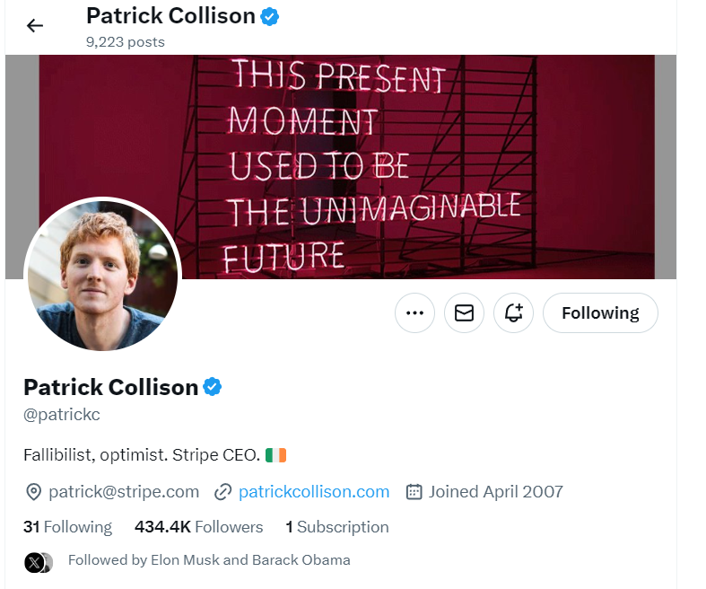 Patrick Collison's Twitter shares insights