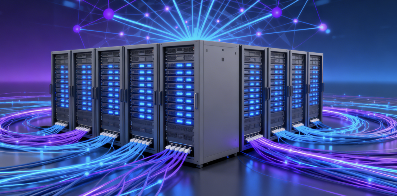 CloudExtel bags ₹200 crore debt funding to build AI-ready network backbone Glowing interconnected network backbone for CloudExtel's AI-ready infrastructure project